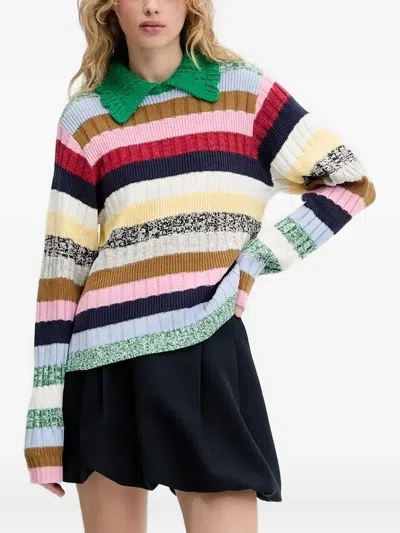 Stine Goya Striped Crochet-collar Knit In Multi