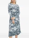 Stine Goya Striped Floral Midi Dress In Blue