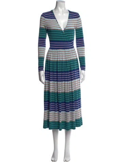 Pre-owned Stine Goya Striped Long Dress In Blue