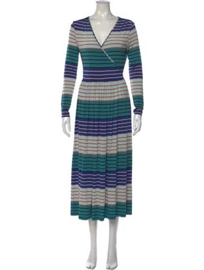 Pre-owned Stine Goya Striped Long Dress In Blue