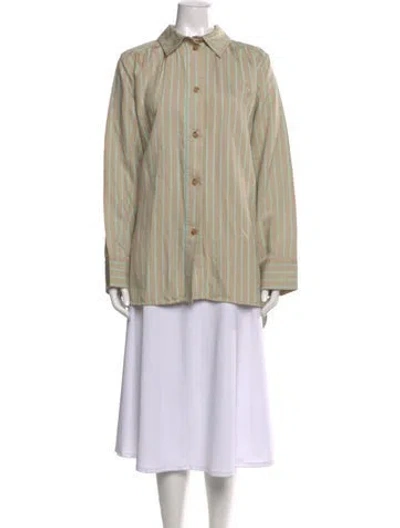 Pre-owned Stine Goya Striped Long Sleeve Button-up Top In Neutral