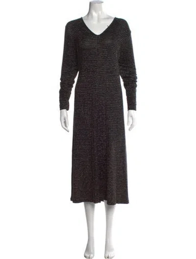 Pre-owned Stine Goya Striped Midi Length Dress In Black