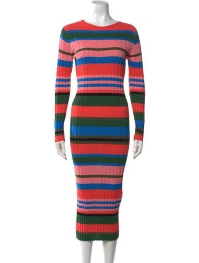 Pre-owned Stine Goya Striped Midi Length Dress In Orange