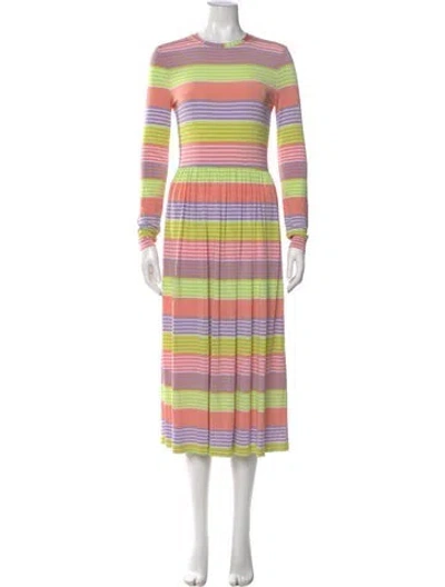Pre-owned Stine Goya Striped Midi Length Dress In Pink