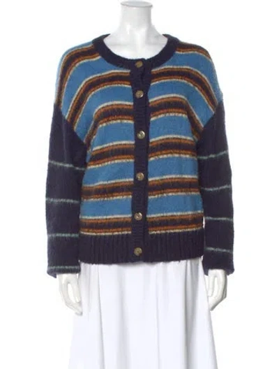 Pre-owned Stine Goya Striped Scoop Neck Sweater In Blue