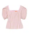 Stine Goya Soft Jacquard Weave Blouson Sleeve Top Wallpaper Stripes In Pink
