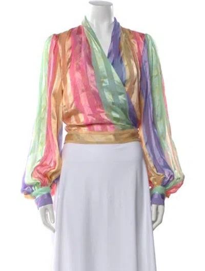 Pre-owned Stine Goya Striped V-neck Blouse In Pink
