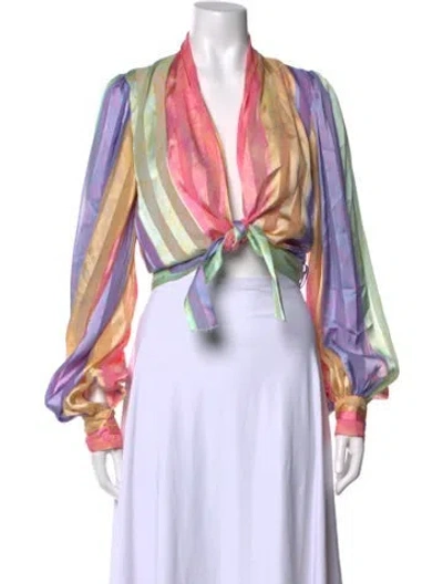 Pre-owned Stine Goya Striped V-neck Blouse In Pink