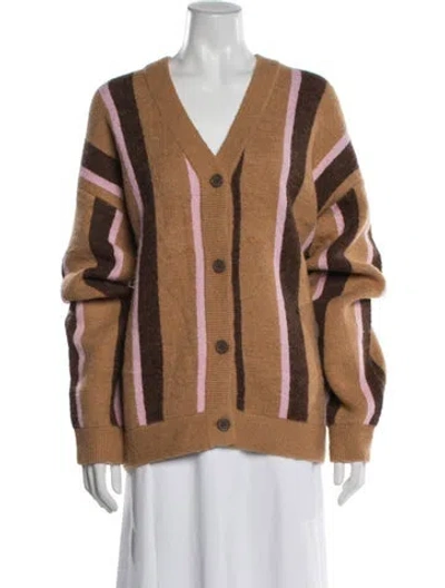 Pre-owned Stine Goya Striped V-neck Sweater In Brown