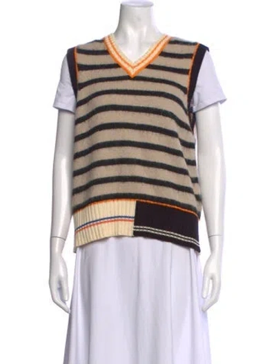 Pre-owned Stine Goya Striped V-neck Sweater In Neutrals