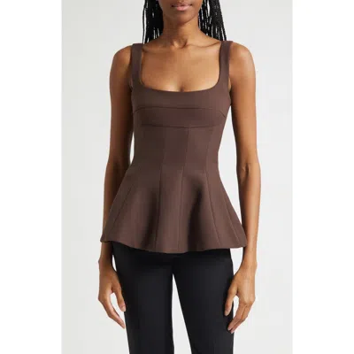 Stine Goya Structured Sleeveless Peplum Top In Brown