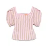 Stine Goya Soft Jacquard Weave Blouson Sleeve Top Wallpaper Stripes In Multicolor