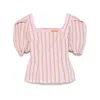 Stine Goya Soft Jacquard Weave Blouson Sleeve Top Wallpaper Stripes In Pink