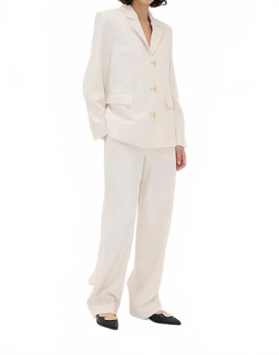 Stine Goya Tailored Slit Pant In Ivory/cornsilk In White