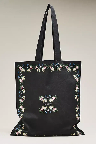 Stine Goya The Floral Frame 100% Cotton Tote Bag In Black