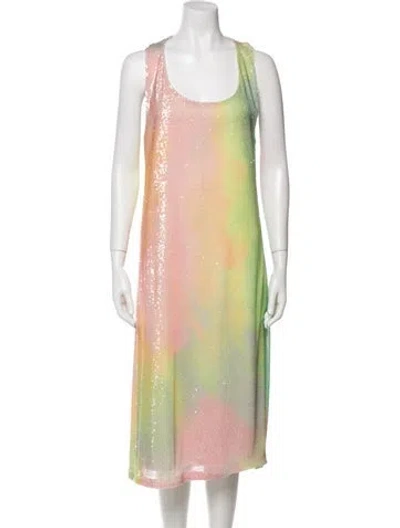 Pre-owned Stine Goya Tie-dye Print Midi Length Dress In Green