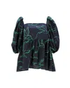 Stine Goya Top In Navy Blue Cotton In Blue