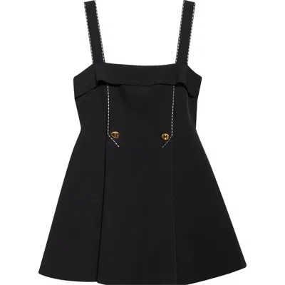 Stine Goya Topstitch Detail Crepe Minidress In Jet Black