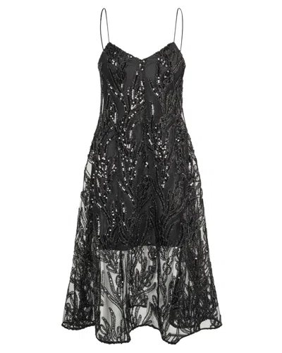 Stine Goya V-neck Midi Dress Abstract Embellishment In Black