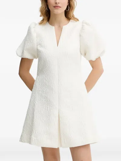 Stine Goya V-neck Puff-sleeve Mini Dress In White