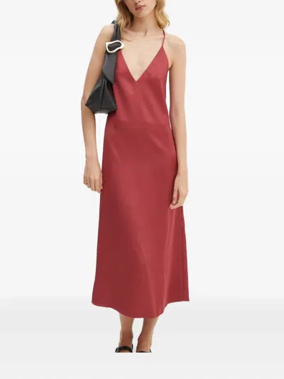 Stine Goya V-neck Ruffled Dress In Red