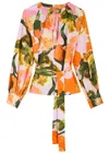 Stine Goya Vianna Floral-print Belted Blouse In Orange