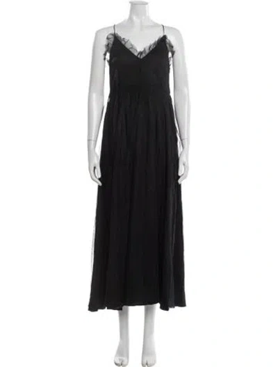 Pre-owned Stine Goya V-neck Long Dress In Black