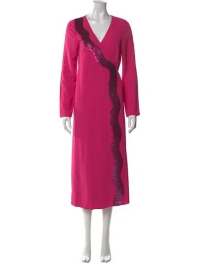 Pre-owned Stine Goya V-neck Long Dress In Pink