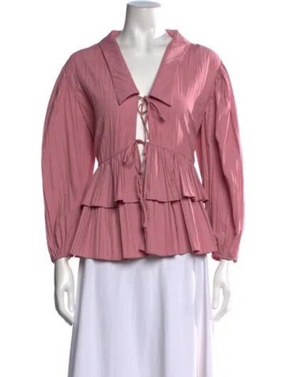 Pre-owned Stine Goya V-neck Long Sleeve Blouse In Pink
