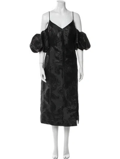 Pre-owned Stine Goya V-neck Midi Length Dress In Black