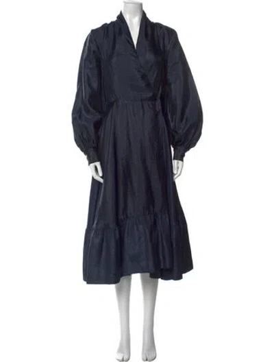 Pre-owned Stine Goya V-neck Midi Length Dress In Blue