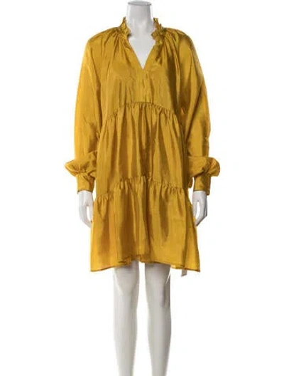 Pre-owned Stine Goya V-neck Mini Dress In Gold