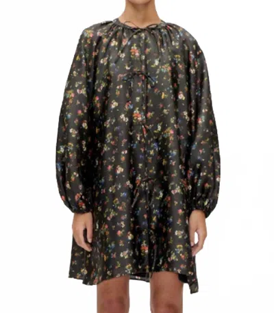Stine Goya Voluminous Bow Dress In Magnolia Garden In Black