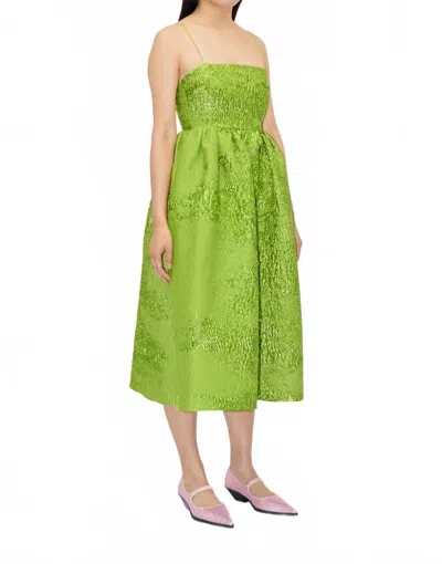 Stine Goya Voluminous Gathered Midi Dress In Green Impressionist