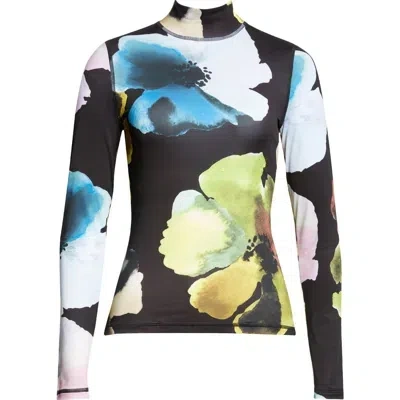 Stine Goya Watercolor Bloom Jersey Top In Black