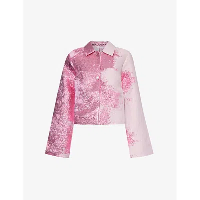 Stine Goya Womens Impressionist Bloom Kiana Metallic-thread Recycled Polyester-blend Jacket In Light Pink