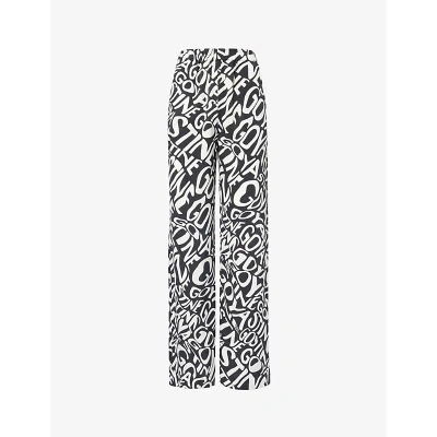 Stine Goya Womens Liquified Logo Brand-print Wide-leg High-rise Woven Trousers