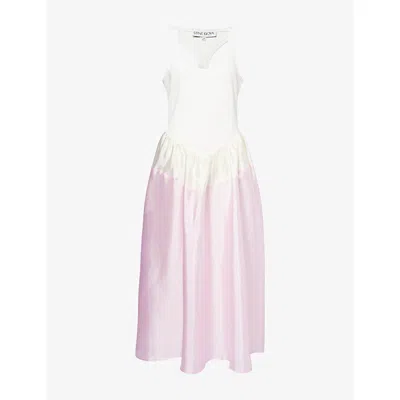 Stine Goya Womens Scoop-neck Flared-skirt Jersey And Woven Midi Dress Pastel Pink Xs In Multi