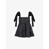 Stine Goya Womens Jet Black Contrasted Shoulder-straps Recycled-polyester Blend Top In Jet Black