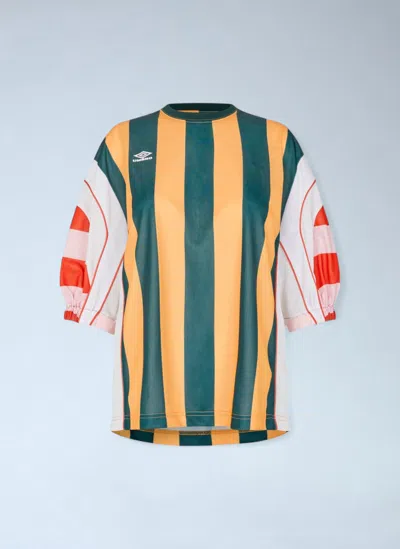 Stine Goya X Umbro Striped Logo Motif T-shirt In Yellow