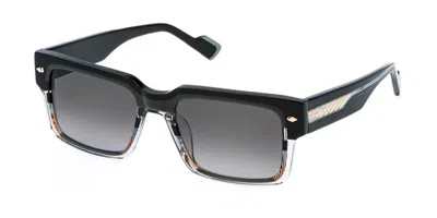 Sting Sst557v 07nn Men's Sunglasses Green Size 54 In Shiny Faded Striped Black Clear Pattern