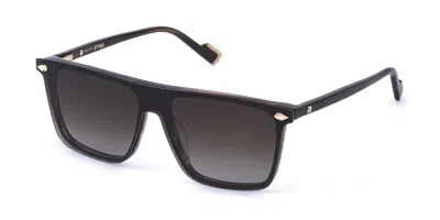 Sting Ust602 With Clip-on Geqp Men's Glasses Brown Size 55 - Free Lenses - Blue Light Block Available In Faded Black Striped Ochre Brown