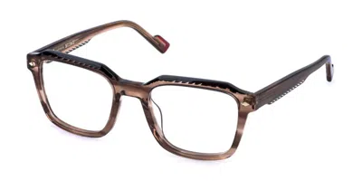 Sting Vst570v 0vbq Men's Glasses Brown Size 51 - Free Lenses - Blue Light Block Available In Shiny Striped Brown Black Laminate
