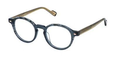 Sting Vst572v 0840 Men's Glasses Clear Size 48 - Free Lenses - Blue Light Block Available In Transparent Bluish Grey On Pattern Black