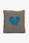 Stitch Butterfly Embroidered Cushion In Gray