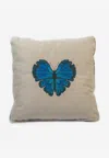 Stitch Butterfly Embroidered Cushion In Off-white