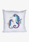Stitch Embroidered Seahorse Cushion In White