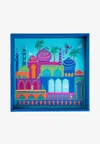 Stitch Enchanted Embroidered Leather Tray In Blue