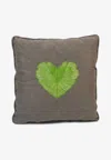 Stitch Heart Leaf Cushion In Gray