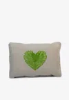 Stitch Heart Leaf Rectangular Cushion In Off-white